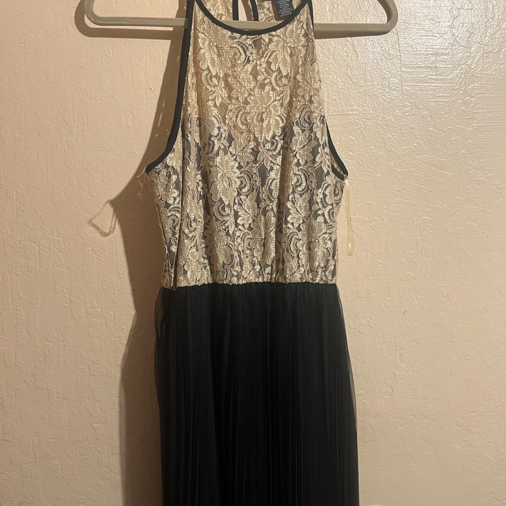 Candie's Black and Beige Lace Halter Dress